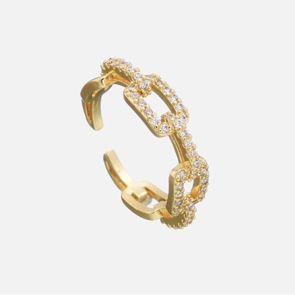 Gia Gold Crystal Elegant Chain Link Ring - Picture 2 of 3
